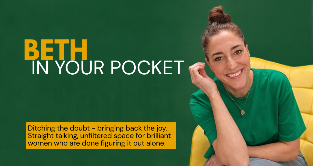 Beth smiling, green top, BIYP branding.